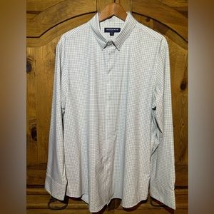 Mizzen+Main Leeward Dress Shirt Men's X-Large Trim Gray Geo Basketweave Print